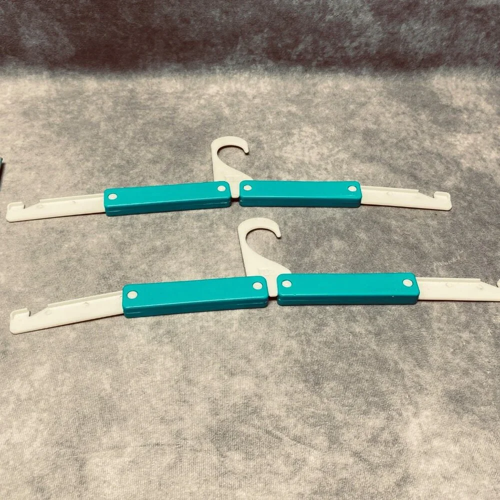 Vintage MP Foldable Plastic Hanger Set For Shirt and Coats White & Turquoise